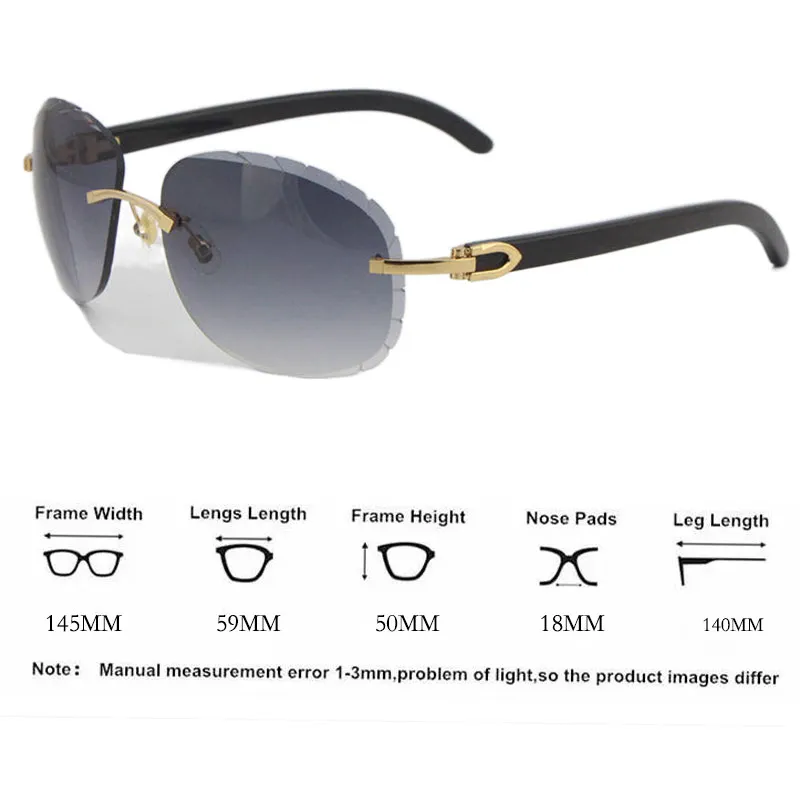 Новые оригинальные металлические без оправы черные солнцезащитные очки из рога буйвола 8200764 унисекс с ромбовидными линзами, мужские и женские солнцезащитные очки Ca330j