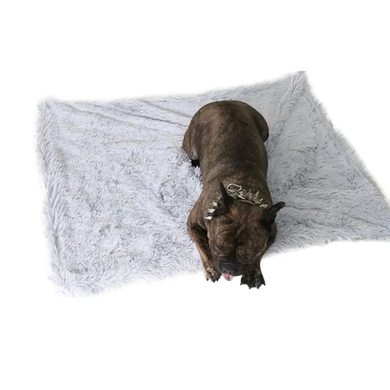 Couvertures de lit de chien de luxe en peluche longue de luxe Tapis de couchage pour chat Chiot Hiver Chaud Lits minces Coussin Couvertures souples pour grands chiens Matelas 201223
