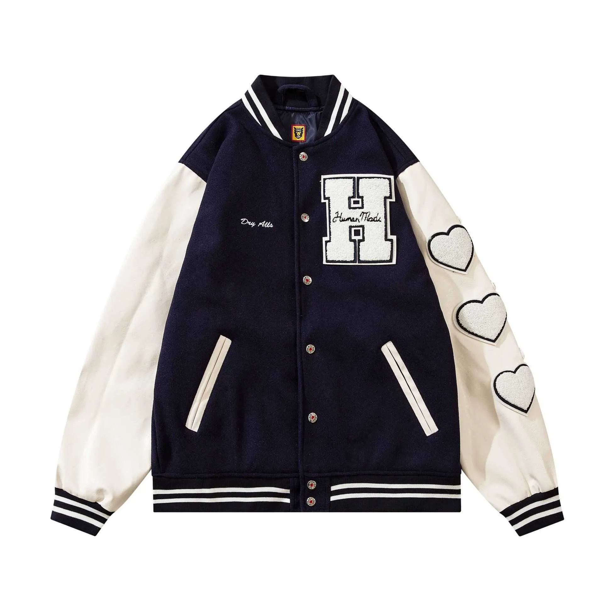 2021 Huamn Mada Human Made Varsity Jacket Love Wool Leather Show Baseball Anzug Preis