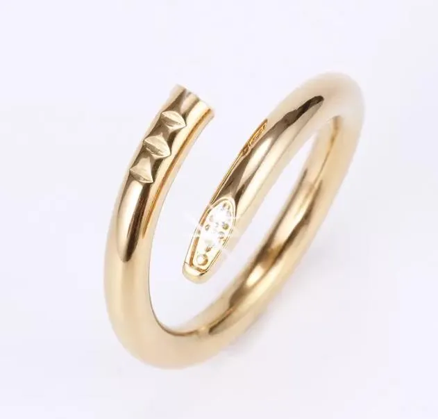 Titanstål naglar skruvmejsel ring män och kvinnor guld engagemang smycken för älskare par ringar gåva storlek 5-11 med box250r