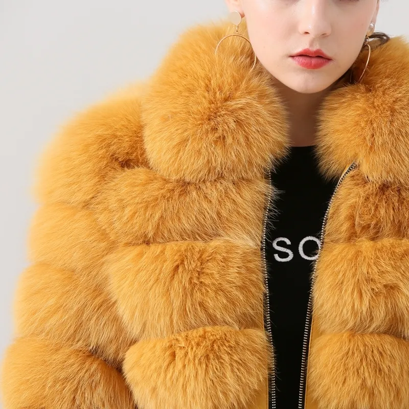 QIUCHEN PJ19021 New arrival real fur women winter short coat Fashion model High quality fur coat 201112