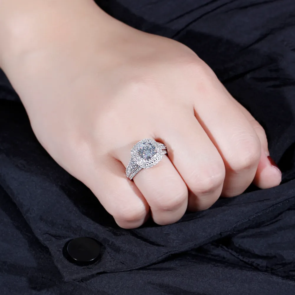 moissanite double halo engagement ring (4)