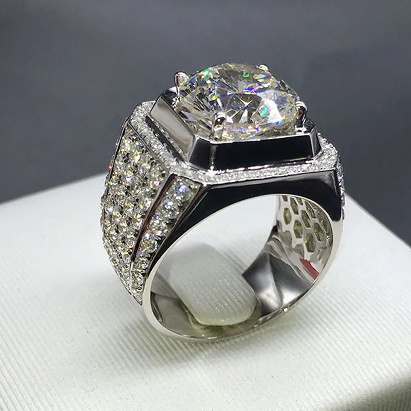 14K White Gold Diamond Ring for Men 3 carats Diamond bague Gemstone anillos Bague silver 925 jewelry bijoux femme diamond rings Y1124
