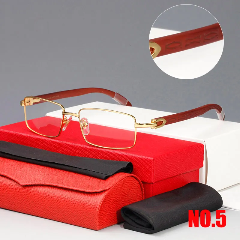 Frameless Full frame Half frame eyeglasses wooden sunglasses for men women Fashion glasses rimless brown lenses Engraving Carved t266l