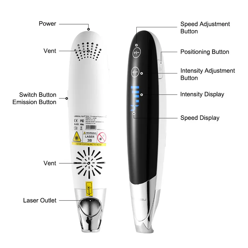 Láser Picosegundo Pluma Peca Eliminación de tatuajes Objetivo Localizar Posición Topo Punto Ceja Eliminador de pigmentos Acné Cuidado de la belleza 220224