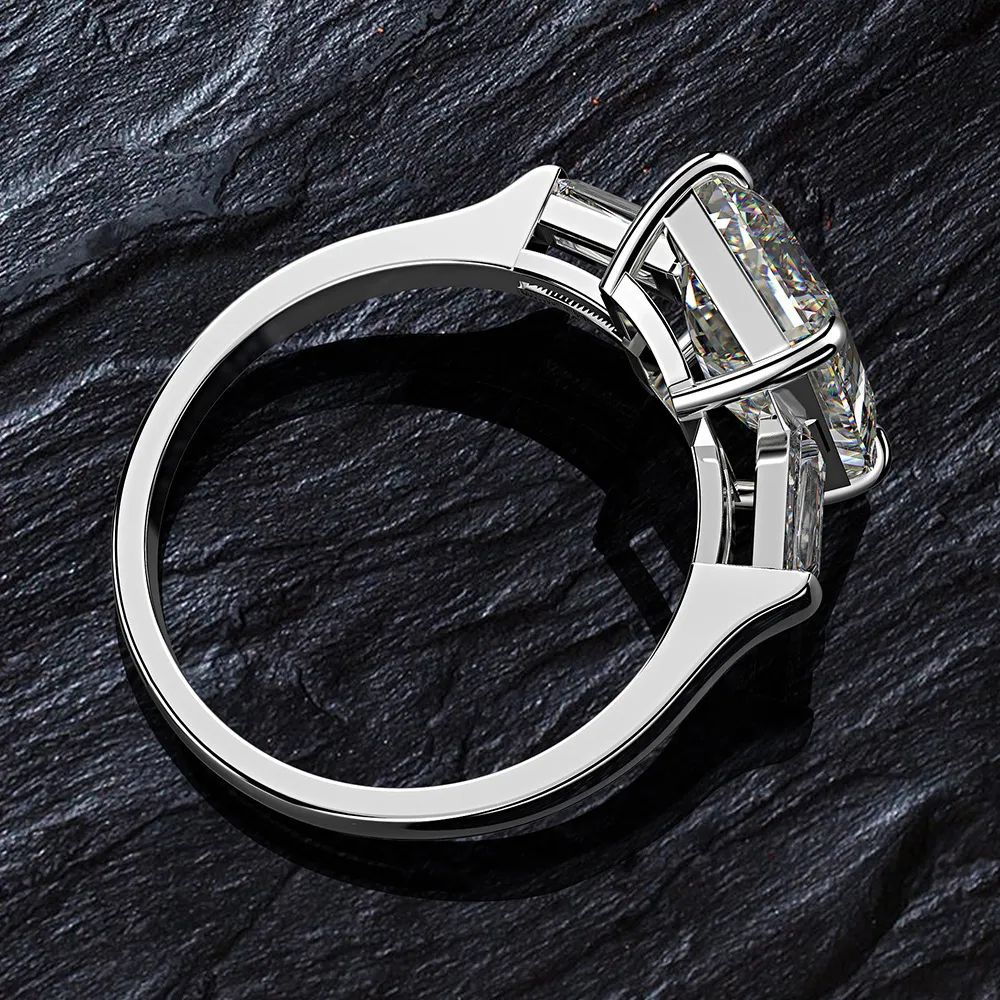 Wong Rain Anello in argento sterling 925 con taglio smeraldo creato con pietra preziosa Moissanite Anello di fidanzamento con diamanti Gioielleria raffinata Intero Q1215461545