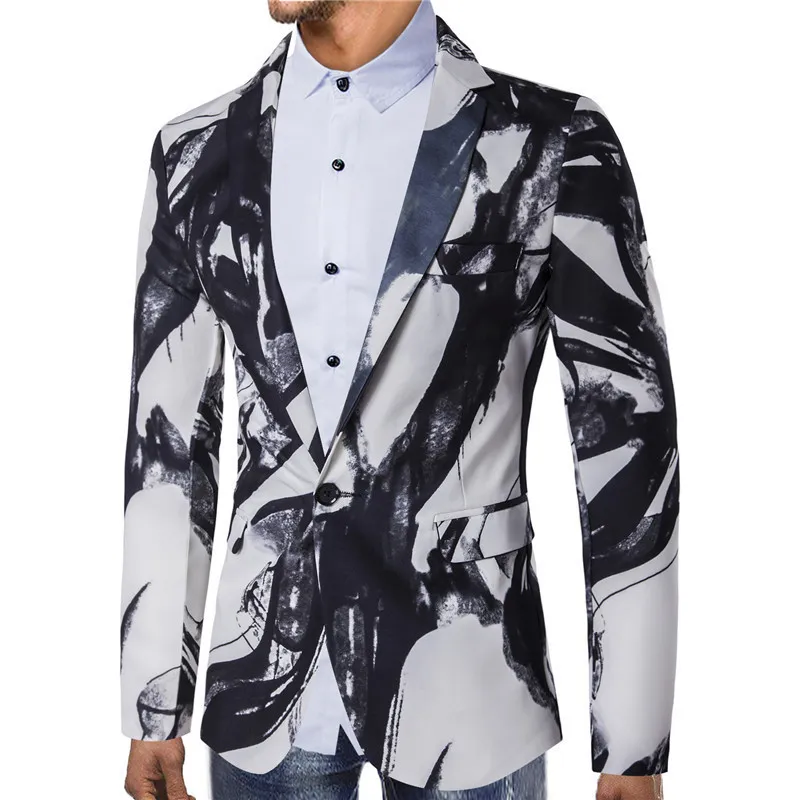 Dngshite Sonbahar ve Kış Erkek Moda Takımı Sıradan Palto Baskı Ceket Üstleri 220310254s