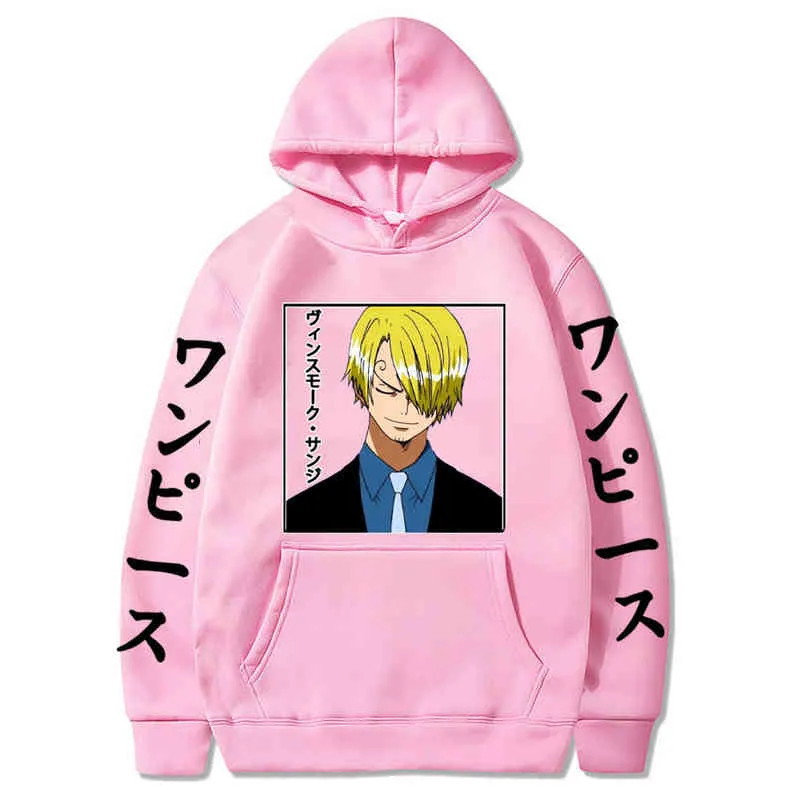 Anime One Piece Hoodie Heren Harajuku Pullover Vinsmoke Sanji Sweatshirts Lange Mouw Losse Streetwear Hoodie Tops H1227