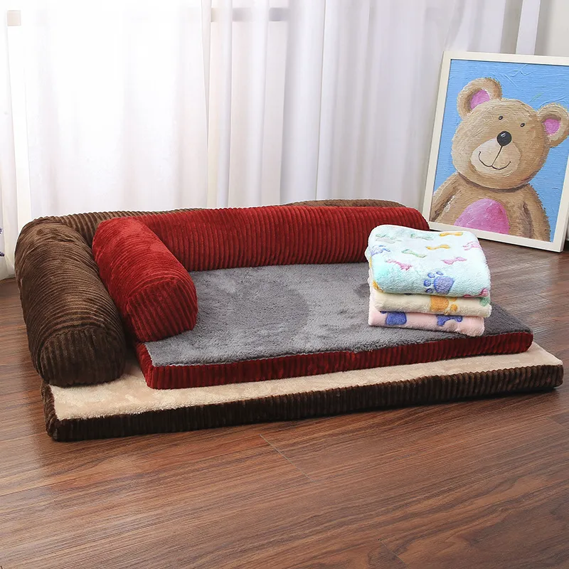Letto grande Super Soft a forma di L Chaise Lounge Cuscino divano Tappetino in pile Caldo letti cani cani di piccola taglia Canile cuccioli 201223