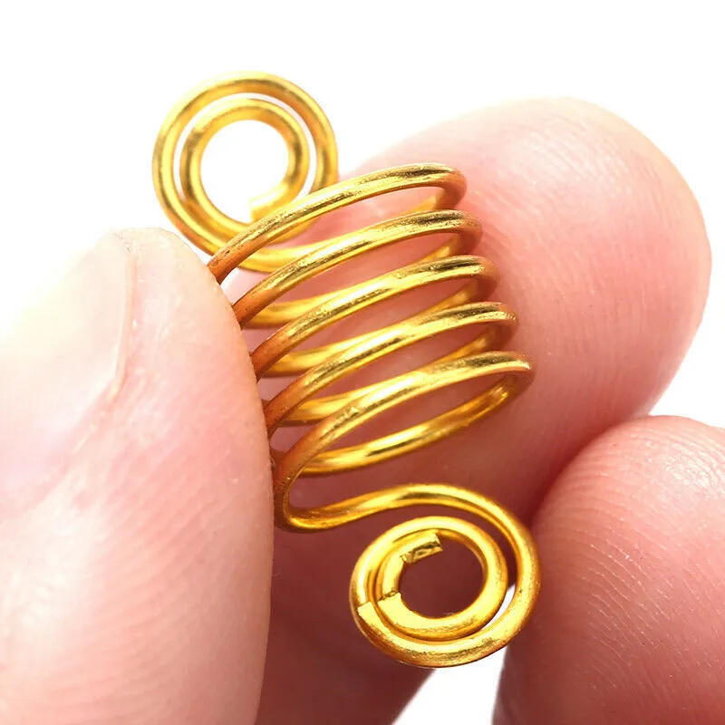 180st Metal African Hair Rings Beads Cuffs Tubes Charms Dreadlock Dread Hårflätor Smycken Decoration Accessories Gold 2203123882205