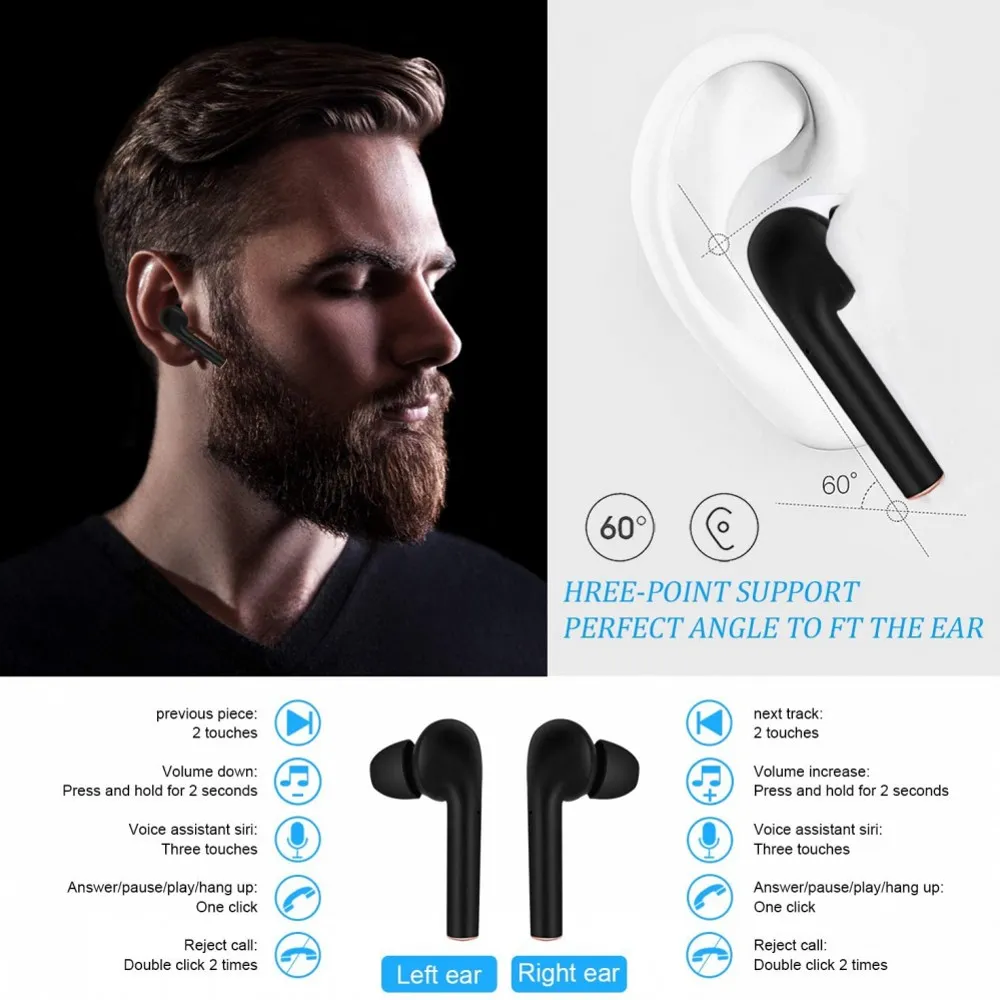 Auriculares inalámbricos Bluetooth 5.2 IPX7 Auriculares impermeables con pantalla LED Estuche de carga Estéreo HD Micrófono incorporado Auriculares deportivos