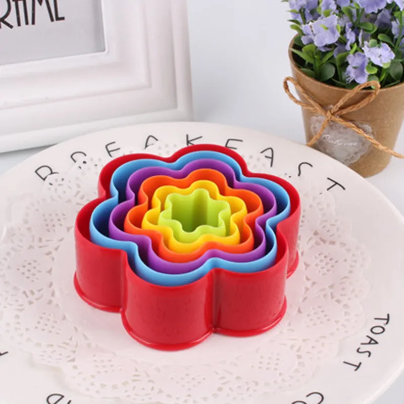 5 pezzifai da te torta fondente taglierina biscotti stampo in plastica colorata stampo biscotti taglierina frutta bella forma accessori la cottura strumenti