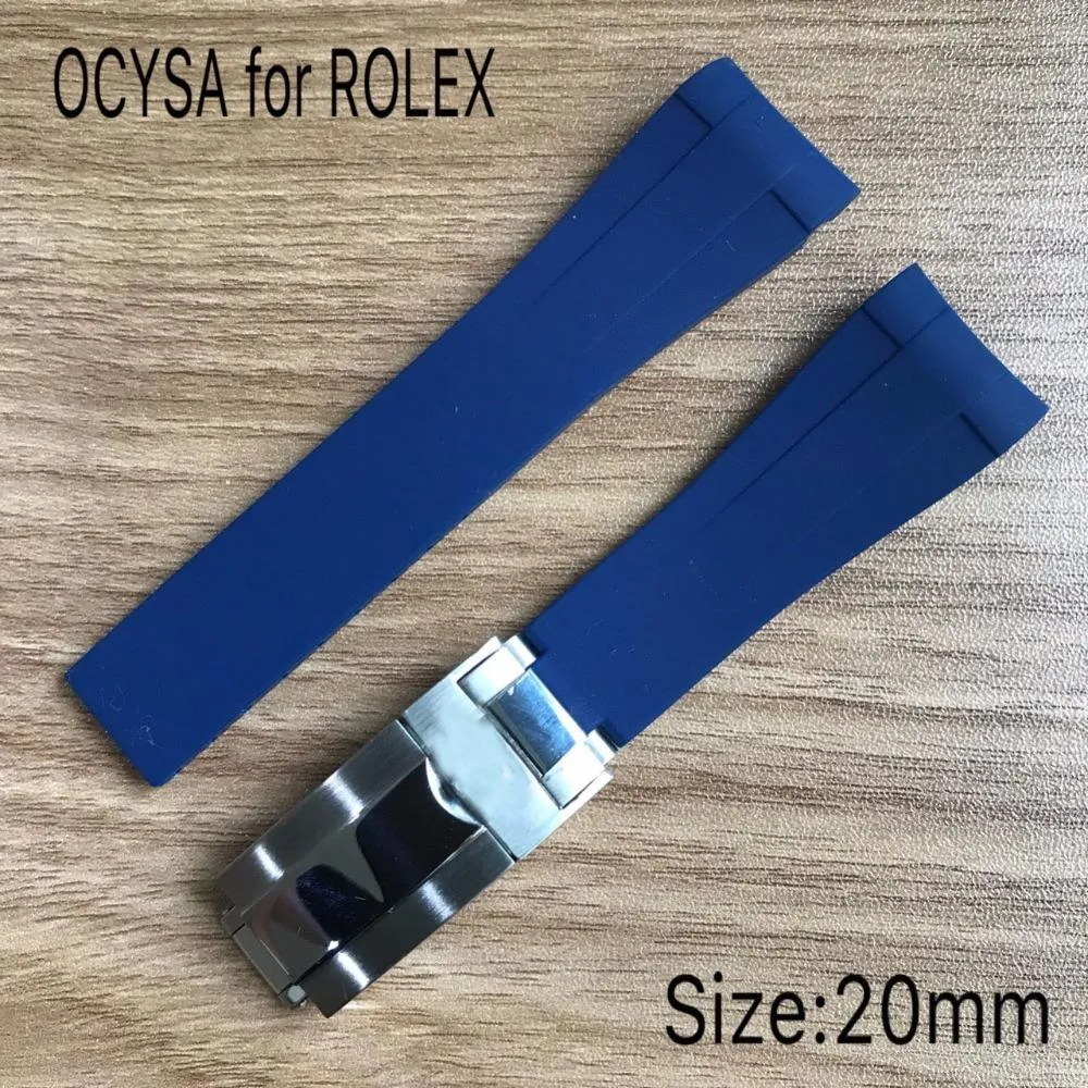 Coysa märke gummiband för Rolex Sub 20mm mjuk hållbar vattentät klockband klockor bandtillbehör med original stål 330w