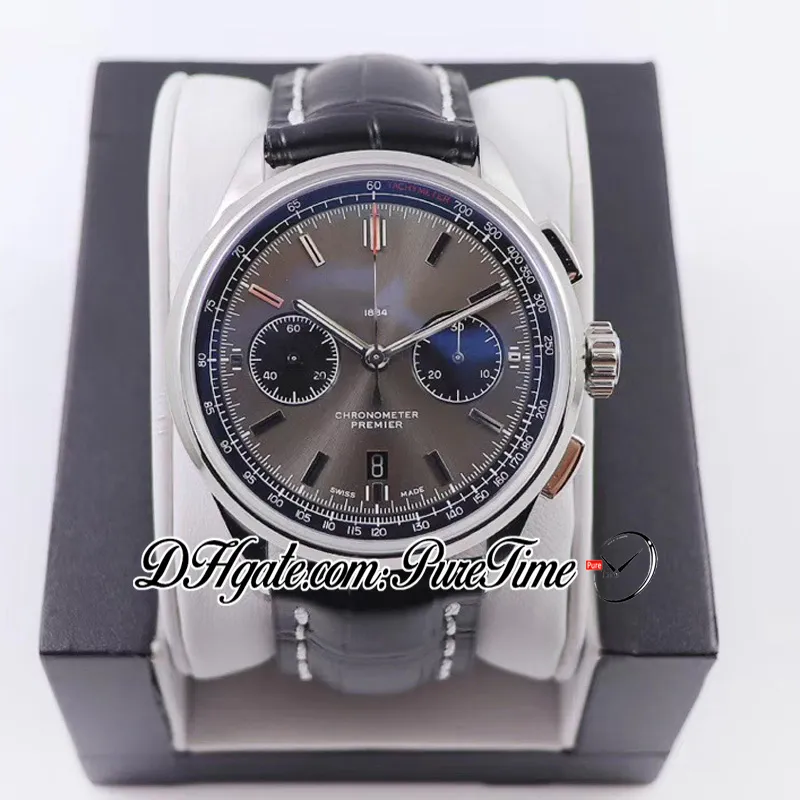 GF Premier B01 ETA A7750 Автоматические мужские часы с хронографом в стальном корпусе с черным циферблатом AB0118221B1P1 Black Leather Edition 42 PTBL P177z