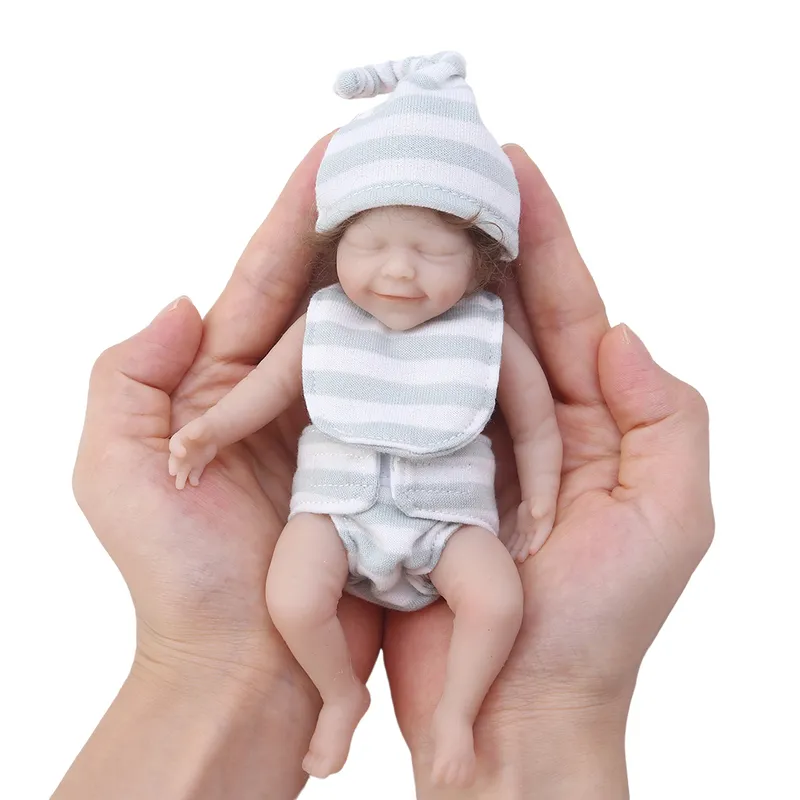6inch 15cm 미니 재 탄생 아기 인형 소녀 인형 전신 실리콘 뿌리 머리 장식 220315와 함께 현실적인 인공 부드러운 장난감