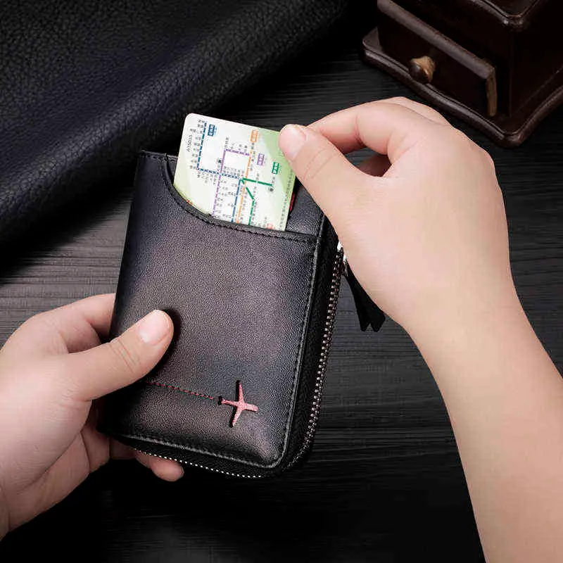 Nxy Portefeuille Rfid Hommes En Cuir Véritable Titulaire De La Carte Hommes De Luxe Garçons Avec Poche À Monnaie Id Crédit Bourse 0212