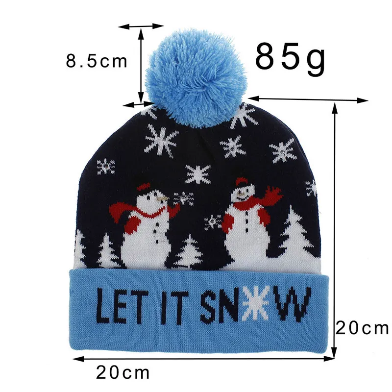 Novelty LED Christmas Knitted Hat Fashion Xmas Light-up Beanies Hats Outdoor Light Pompon Ball Ski Cap W91219
