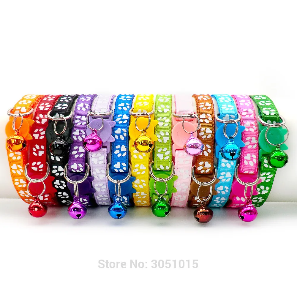 Wholesale Paw Collar For Dog Cat s Adjustable With Bell Charm Necklace Little Dogs LJ201112