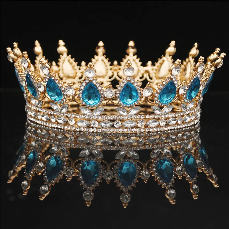 Cristallo Vintage Royal Queen King Diademi e corone Uomo Donna Spettacolo Prom Diadem Ornamenti Accessori gioielli capelli da sposa Y11302621