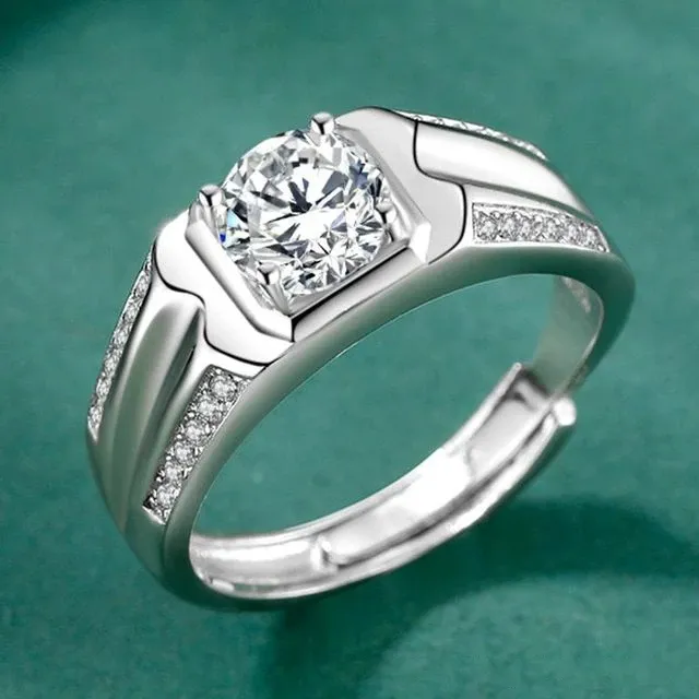 Anello da uomo S925 placcato argento placcato Platinum Domineering Imitazione Moissanite Diamond Ring Fashion San Valentino Regalo di compleanno