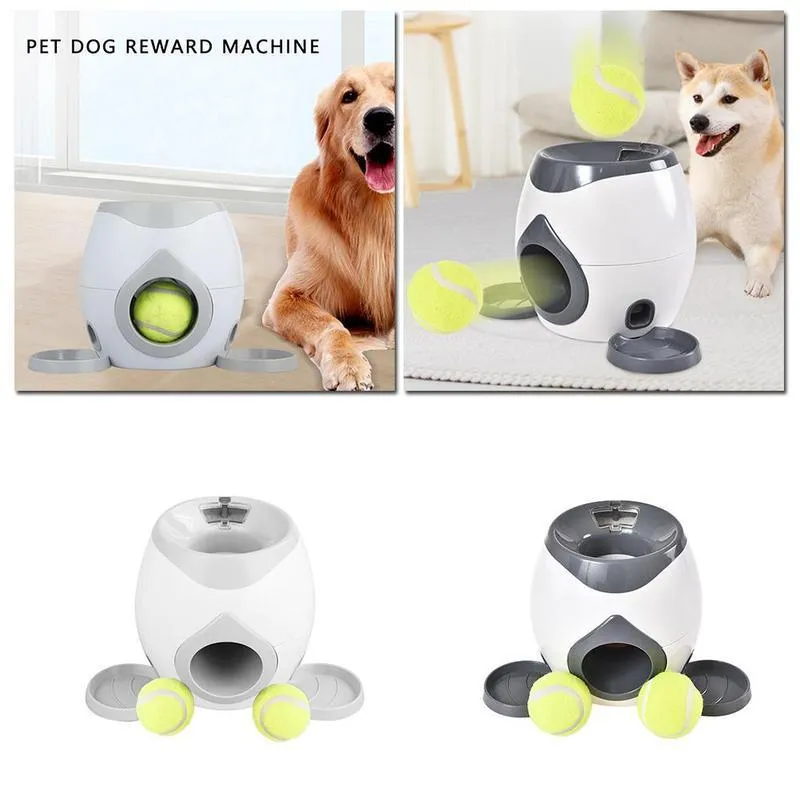 Pet Ball Launcher giocattolo cani Tennis cibo ricompensa macchina interattiva trattamento adatto e gatti mangiatoia cani lanciatore lento T N0M1 LJ201125