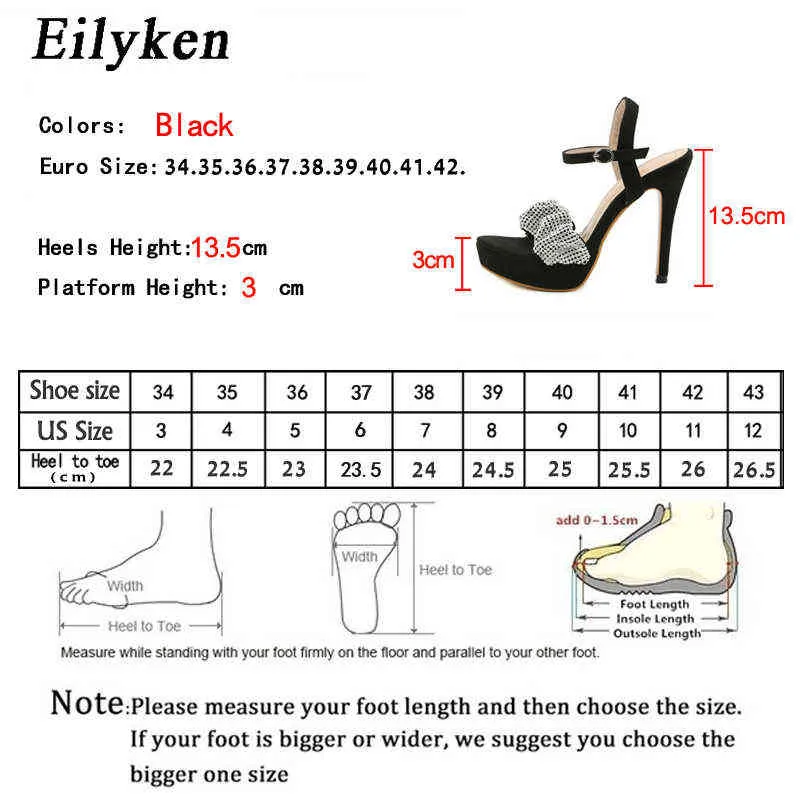 الصنادل Eilyken-Sandalias دي Plataforma Plisadas Con Diamantes de Imitación الفقرة موهير Zapatos de Tacón Ultra Alto Con Hebilla Y Correa Para Fiesta 220310