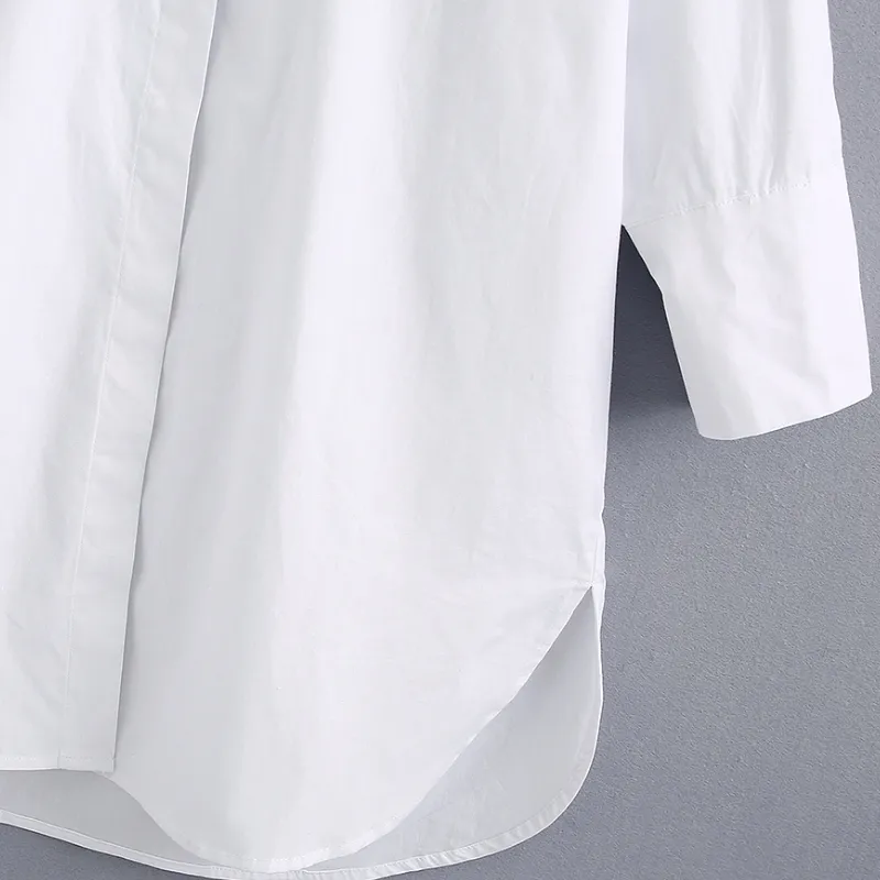 Novas mulheres simplesmente estilizam botões de decoração casual de população branca, ladra lateral camisas divididas BLUSAS TOPS LS6562 201201