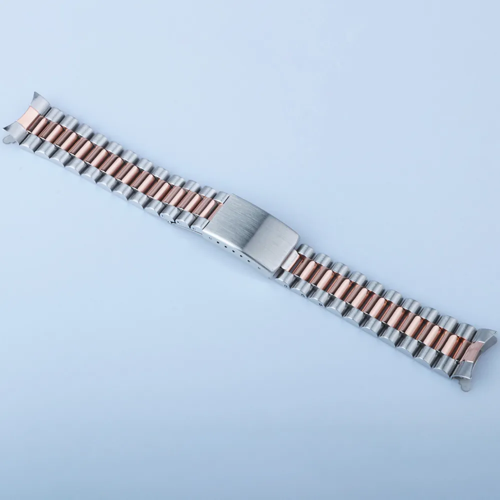 19mm Watch Band Strap 316L Rostfritt stål Guld Silver Watchband Oyster Armband för Rol DateJ Subma 265q