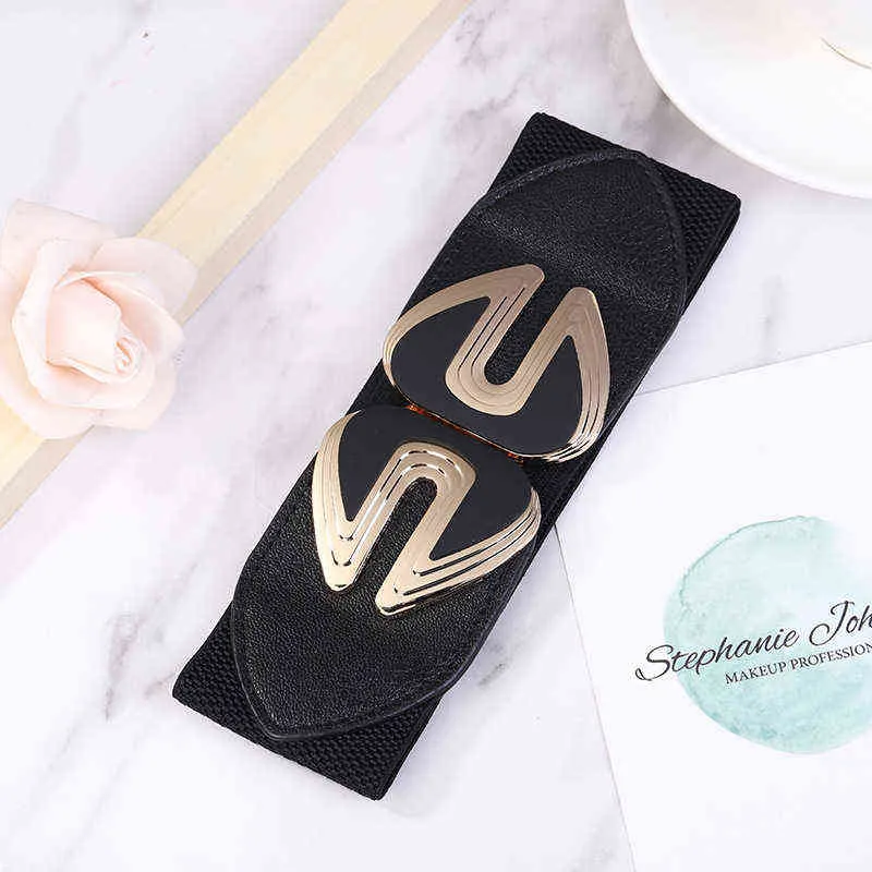2022 dames taille élastique robe mode ceinture nouveau métal large ceinture ceintures noires pour femmes concepteur ceintures haute qualité luxe G220301