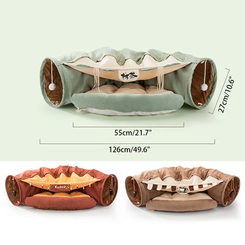 Pet Cats Tunnel Cat Toys Gioco interattivo Giocattolo Pet Tubo pieghevole Gattino Coniglio Gioca Tubi Campana gatti Furetti Cat Bed 201217