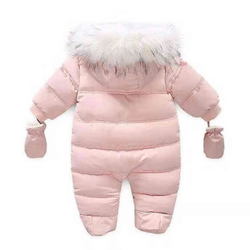 IYEAL Inverno Vestiti Del Bambino Con Pelliccia Con Cappuccio Nato Caldo Pile Stamina Infantile Tuta Da Neve Bambino Della Ragazza Ragazzo Usura Della Neve Outwear Cappotti 220106