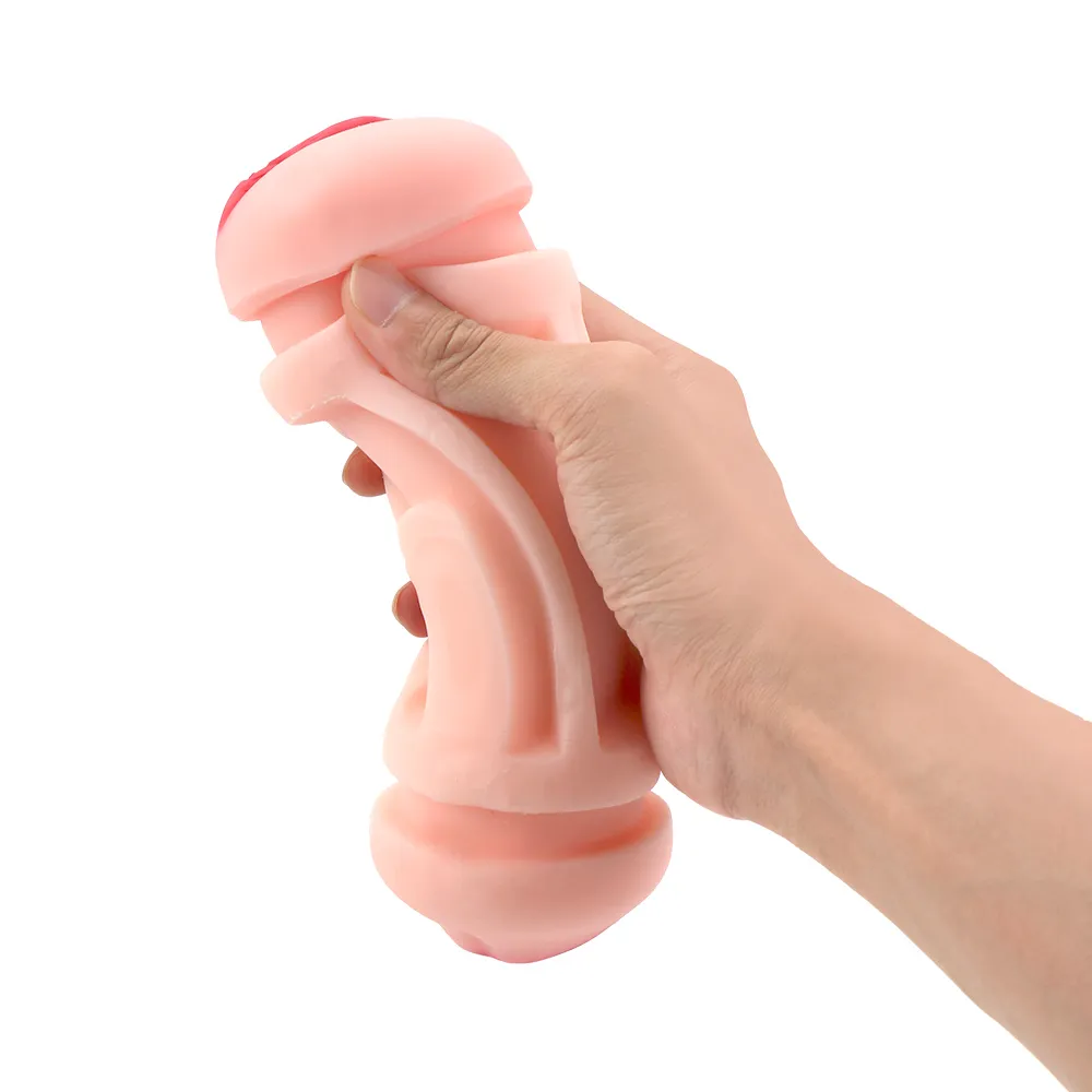 本物の膣と口の自動オスのオナニーのバイブレーターオナニーカップ現実的な自己発熱吸引