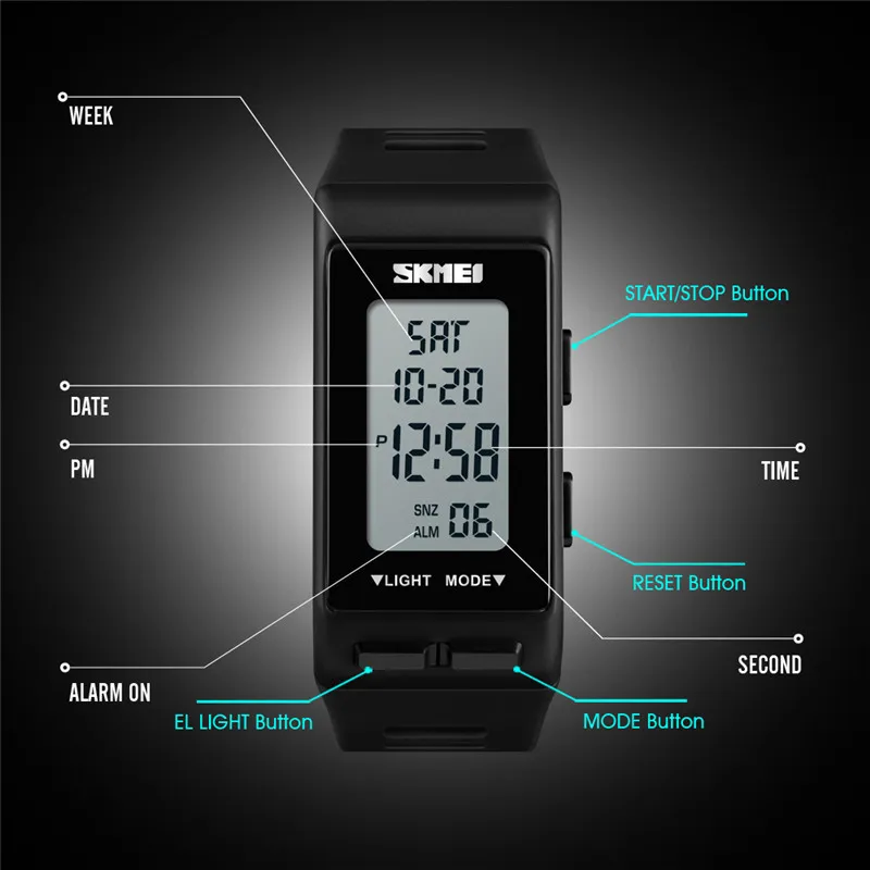 SKMEI haut montres de Sport hommes femmes horloge étanche mode montres numériques montre de Sport LED relogio 2012042335