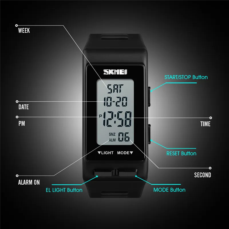 SKMEI Top Sports Watchs Men Women Orologio Waterproof Fashion Digital Digital Owchs Led Sport Watch Relogio 201204242W