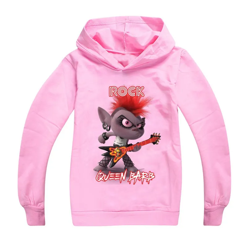 Trolls Rock Queen Barb ragazzi felpe vestiti con cappuccio bambini bambini cartoni animati con cappuccio chitarra costume di Halloween ragazze adolescenti abbigliamento LJ207377966