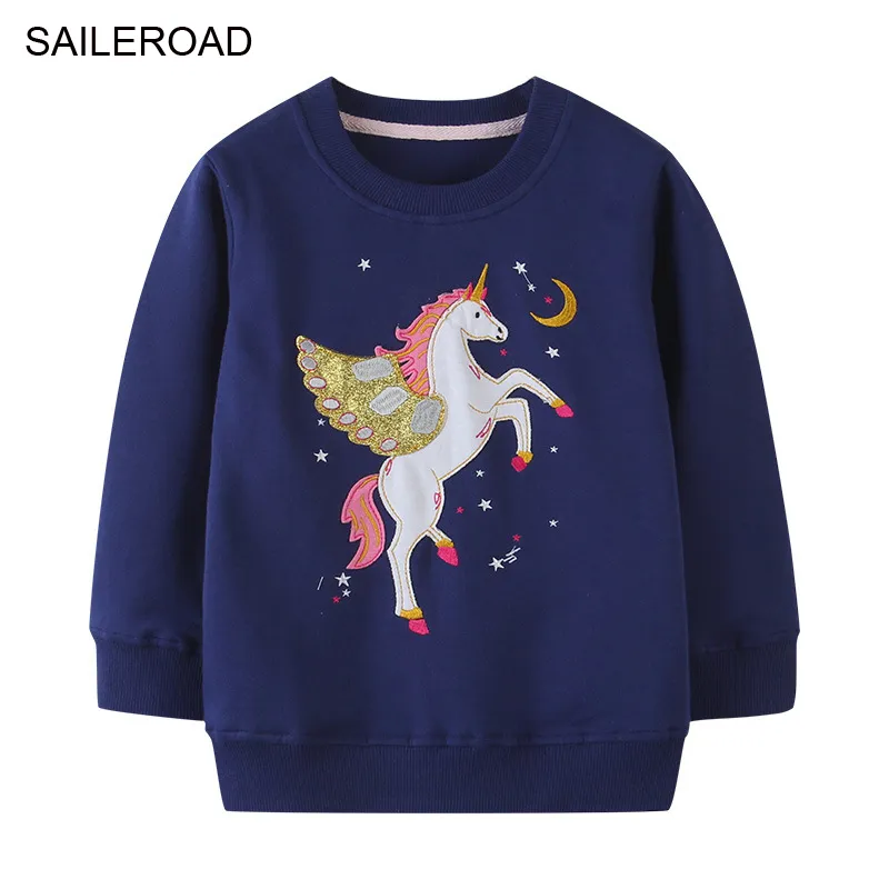 Saileroad Unicorn Gold Girls Sweatshirts Cotton Girls Roupos para outono Novo crianças039s Roupas Capuz de moletom de moletom 23958112