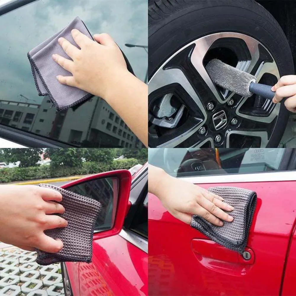 outils de nettoyage de lavage de voiture en microfibre ensemble gants serviettes tampons applicateurs éponge kit d'entretien de voiture brosse de roue kit de nettoyage de voiture 2012142237u