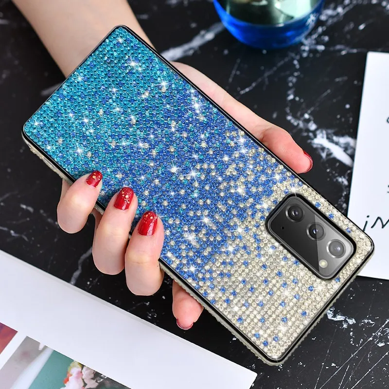 Luksusowy Bling Glitter Kryształ Diament Girly Telefon Przypadki do Samsung Galaxy Note 20 S20 S21 Ultra S10 Plus Note 10 Pro Back Cover