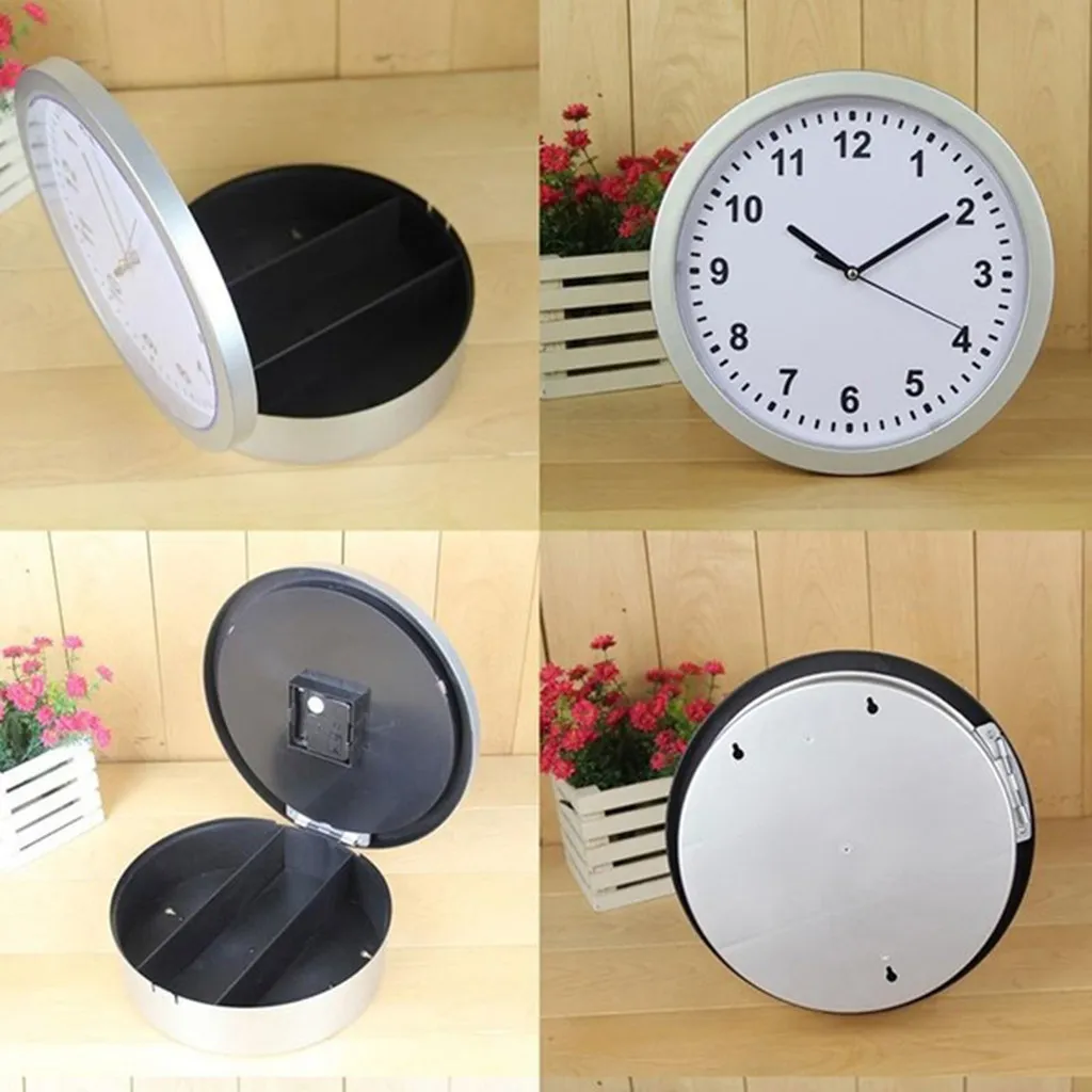 Zegar ścienny przechowywania ukryty zegar Secret Safes Hidden Clock for Stash Pieniądze Organizator biżuterii UNISEX Wysoka jakość 19 Jul1 Z1257B