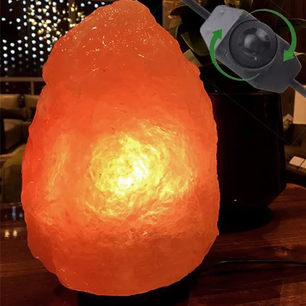 Premiumkvalitet Himalayan Ionic Crystal Salt Rock Lamp med dimmer CABLE CORD SWITCH US Socket 1-2 kg - Natural276Q