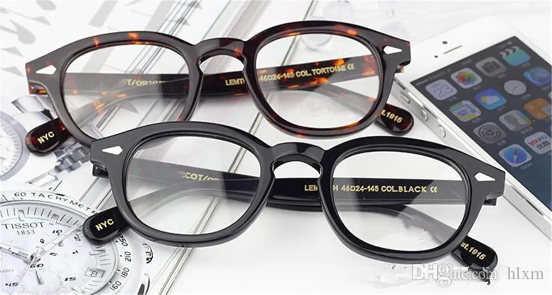 sunglasses Johnny Depp Woody Allen oculos de qualidade superior Marca Rodada oculos moldura Lemtosh Preto frete gratis ou tamanho 168S