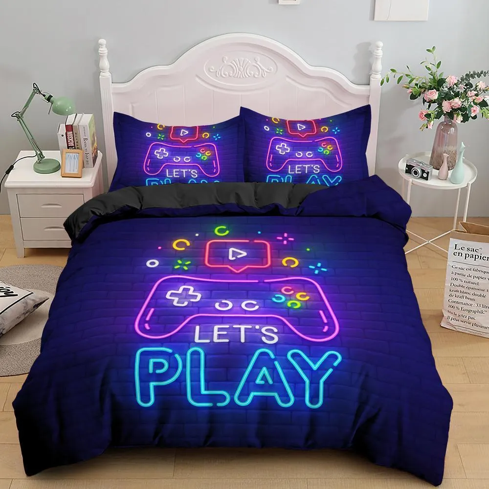 Games comforter cover gamepad sängkläder uppsättning för pojkar barn video modern spelare konsol quilt 2 eller 3 st 201127208h