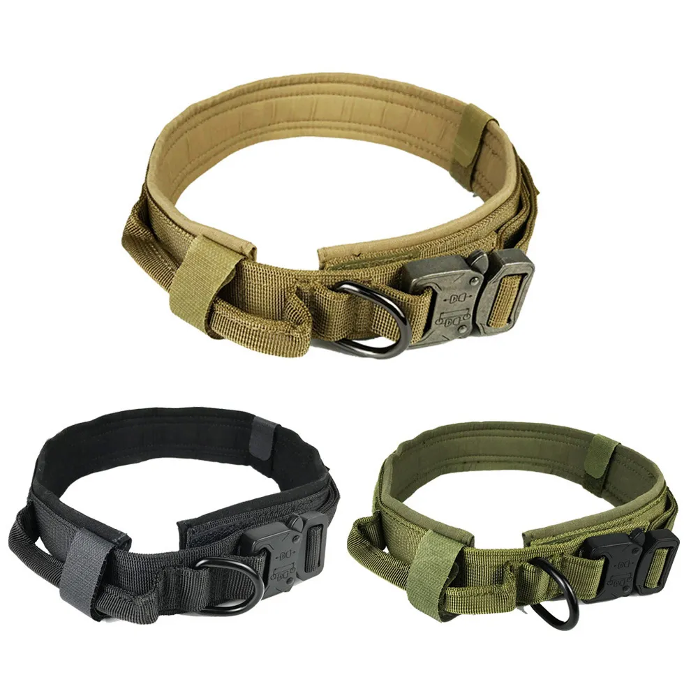 Hundehalsband Nylon Einstellbare Militärische Taktische Hundehalsbänder Kontrollgriff Ausbildung Haustier Hund Katze Kragen Haustier Produkte Q1119292c