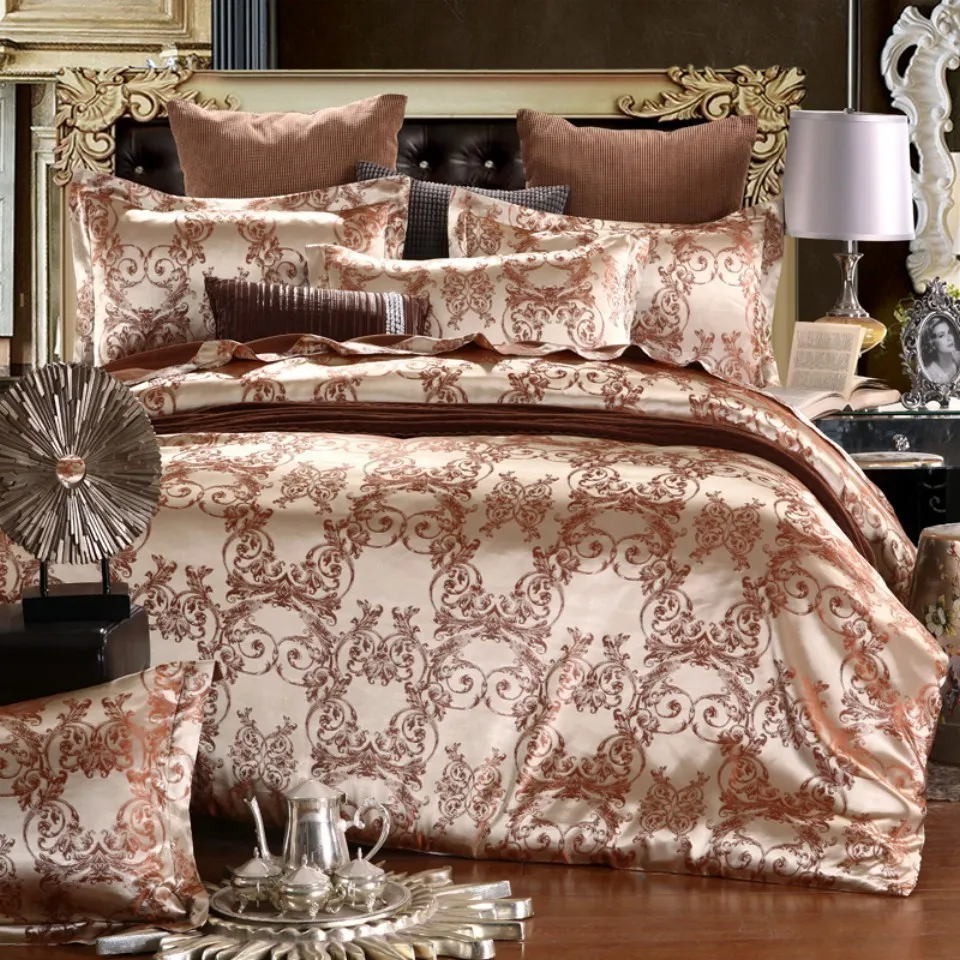 Set biancheria da letto di lusso 2/3 pezzi Set copripiumino jacquard in raso 1 copripiumino + 1/2 federe Taglia USA / UE Single Twin Full Queen King 201210