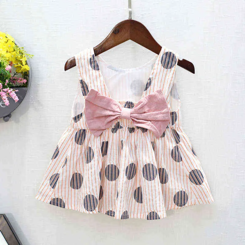 Girls Clothes Set Pink Color Dot Printed Bow Summer Clothing Sets Shirt and Shorts Outfits for Baby Girl G220310