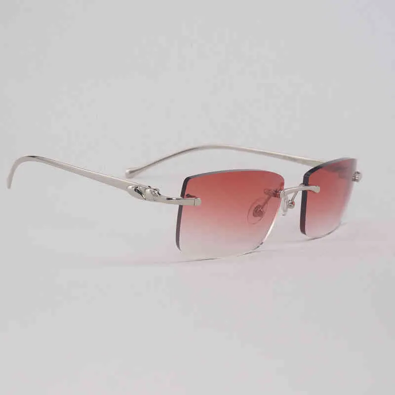 Vintage Randloze Zonnebril Luipaard Stijl Gafas Retro Shad Mannen Voor Rijden Clear Bril Metalen Frame Vrouwen Eyewear