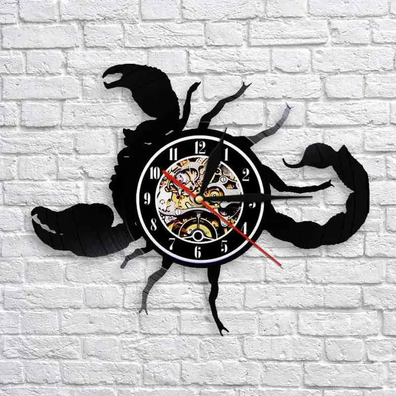 Horoscope Scorpio Zodiac Sign Vinyl Album Re-doebreide Record Clock voor slaapkamer Constellation Home Decor Astrologie Klokhorloge H1230