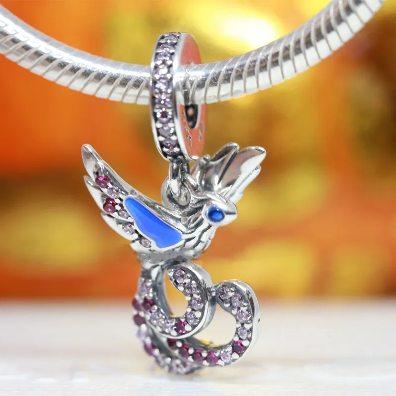 Autentico Pandora 925 Sterling Silver Charm Mythical Phoenix Dangle fit perline stile Europa gioielli creazione di braccialetti 790102C01