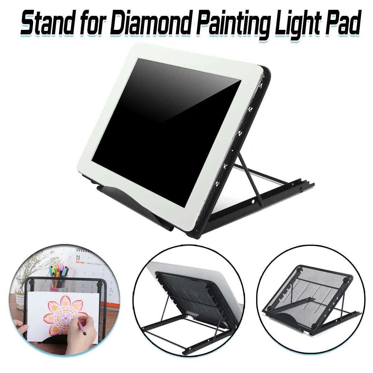 Foldbar A4 LED -diamantmålning Lätt padhållare 5D DIY Diamond Embroidery Cross Stitch Accessories 6 Level Book Tablet Holder C16631977