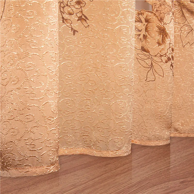 Topfinel Luxe Jacquard Brodé Sheer Rideau pour Salon Chambre Fenêtre Tulle Rideau Floral Style Design 1 Panneau LJ201224